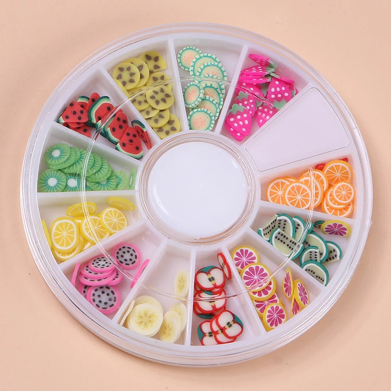 

1Box Fruit slices Filler For Nails Art Tips Slime Fruit For Kids Lizun DIY Slime Accessorie Supplies Decoration Soft Pottery Toy