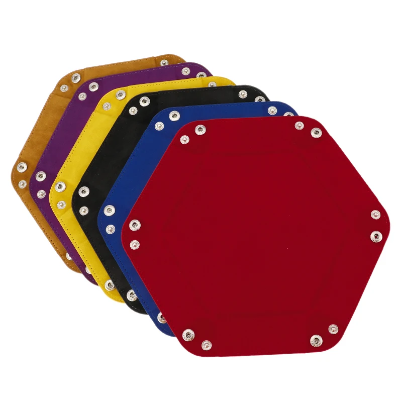 

6 Colors PU Leather Folding Hexagon Dices Tray For Games Dice Storage Table Board Games High Quality