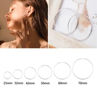 earrings big round circle hoop earring for women silver color metal smooth huggie fashion simple large ear jewelry gift 25 70mm