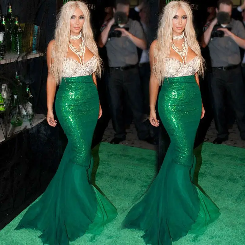 

Sexy Mermaid Tail Sequins Skirt Women Halloween Party Cosplay Costume Fancy Party Colorful Fasion Outfits