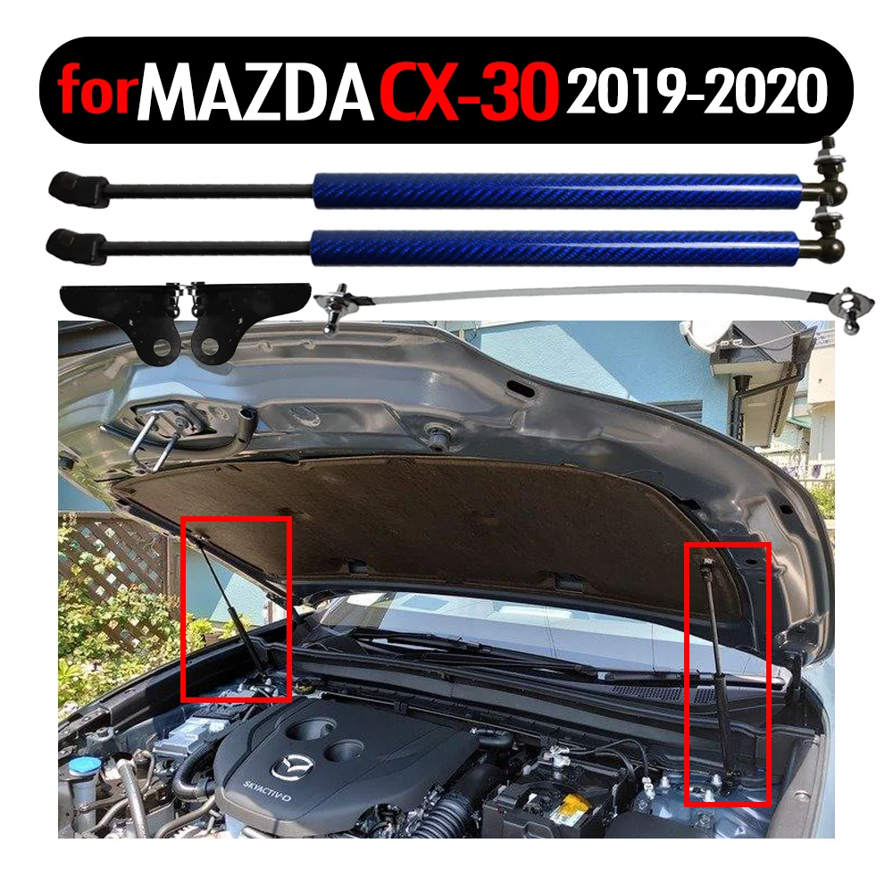 Capó delantero para Mazda CX-30 CX30 2019-2022, barras de puntales de Gas modificadas, amortiguador de resorte de fibra de carbono, soportes de elevación