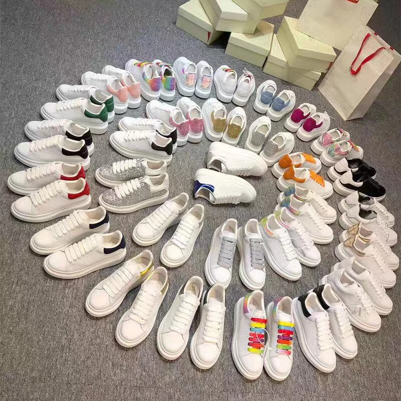 

2021 High Quality Casual Leather Platform Unisex Shoes Women Mcqueen Sneaker Off White Ladies Flats Walking Shoes Mcqueen Shoes