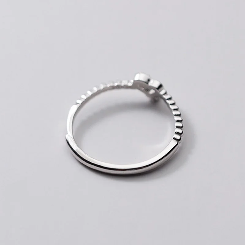 

ElfoPlataSi Real 925 Sterling Silver Fashion Sweet Romantic Heart Shiny CZ Adjustable Ring For Women Wedding S925 Jewelry DS1107