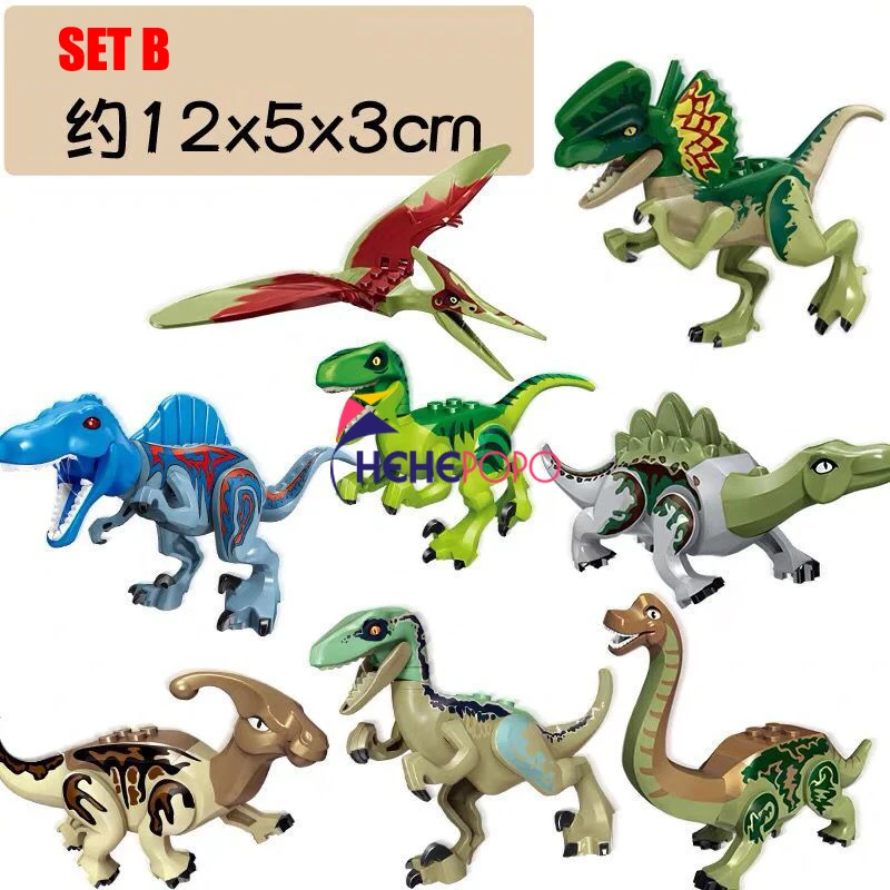 

8Pcs Dinosaur Assembling Building Blocks Triceratops Broad-Eared Pterodactyl Tyrannosaurus Velociraptor Building Blocks Toys