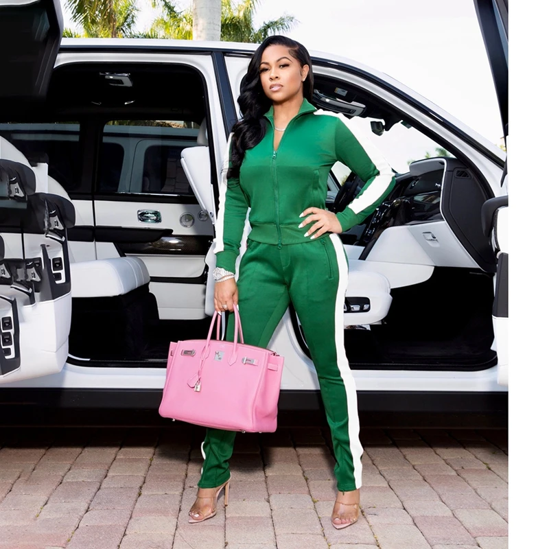 

Plus Size Women Clothes Fall Sexy Two Piece Set Long-sleeve Crop Top+Pants Sets Juicy Coutoure Tracksuit Streetwear Wholesale
