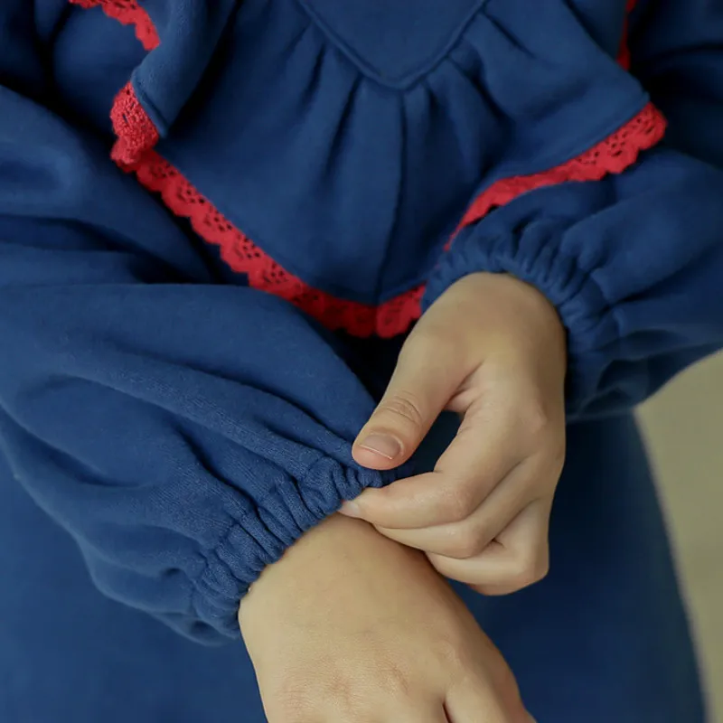 

Teen Girls Turtleneck Velvet Thicken Dress 2020 Winter New Children Patchwork Clothing Fashion Kids Casual Dresses, #1159