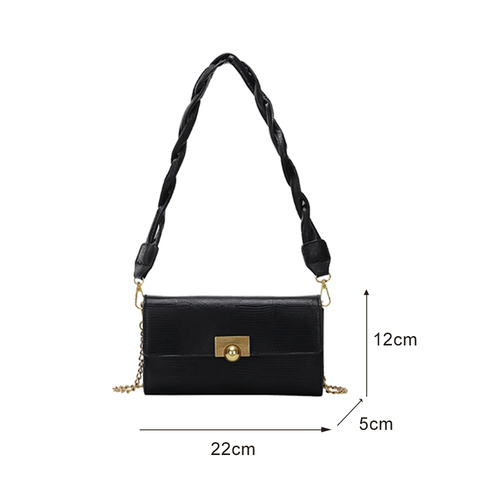 

Fashion Lizard Pattern Chain Crossbody Bag Women Solid Color PU Shoulder Pouch Youth Ladies Simple Versatile Bag