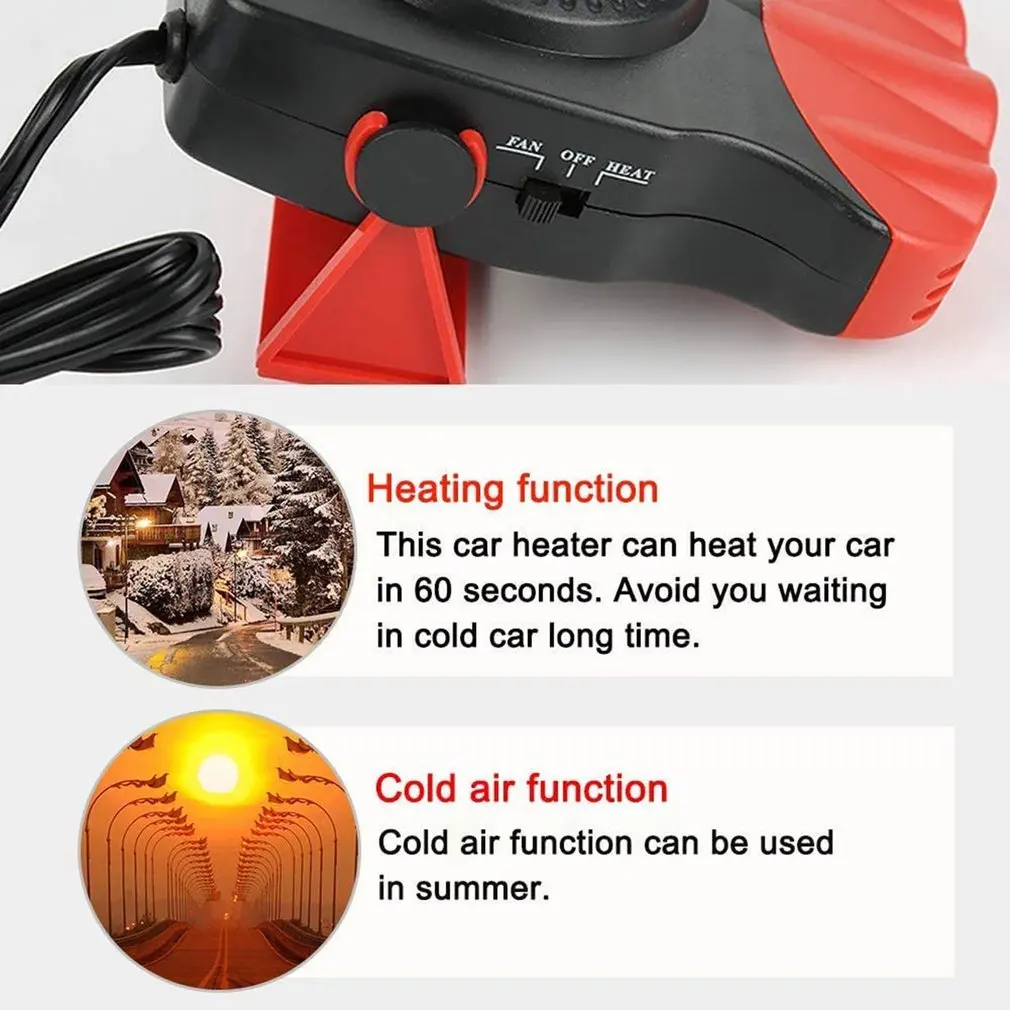 

Car Heater 12V Portable Fan Defrost And Defog Car Heater For Windshield Automobile Plug Thermostat Fast Cooling Heating
