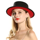 Шляпа фетровая с широкими полями для мужчин и женщин, модная винтажная Панама из шерсти и фетра, чёрная и красная, лето 2020