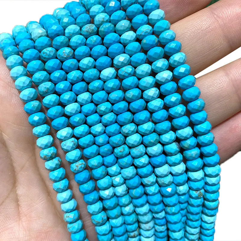 

Natural Stone 6mm Faceted Wheel Turquoises Labradorite Agates Round Spacer Beads For Jewelry Making DIY Bracelet Necklace 15''