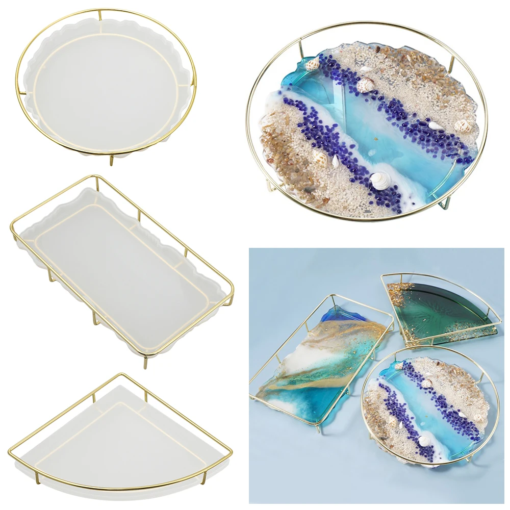

Fruit Plate Silicone Mold Set Tray Mould With Metal Frame Tea Tray Resin Moulds DIY Crafts Tools Make Your Own Tray Coasters