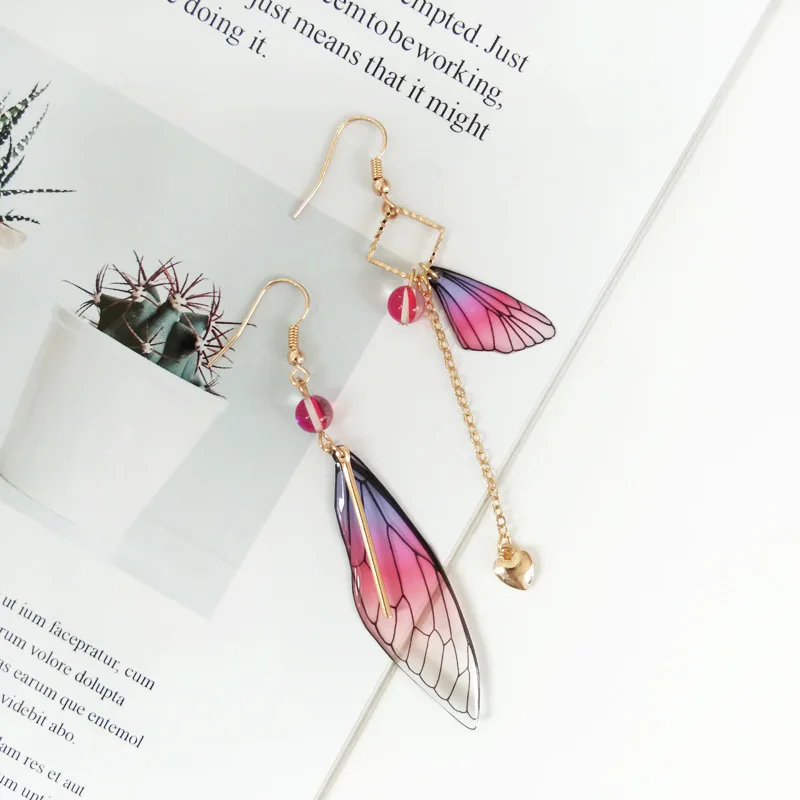 Серьги-подвески в виде крыльев бабочек сказочные длинные висячие серьги с