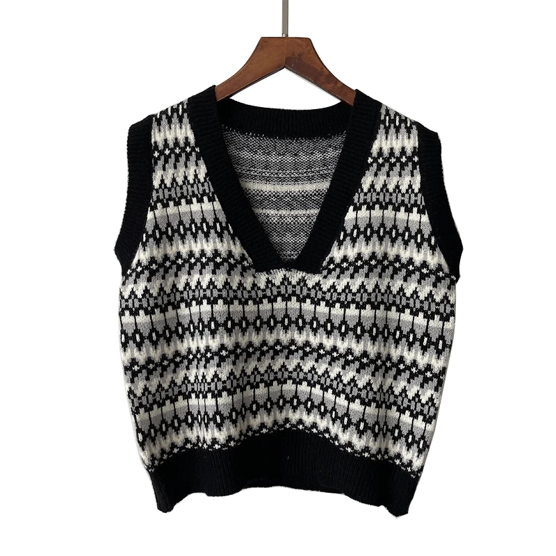 Женский модный вязаный жилет свитер с V-образным вырезом женский без рукавов