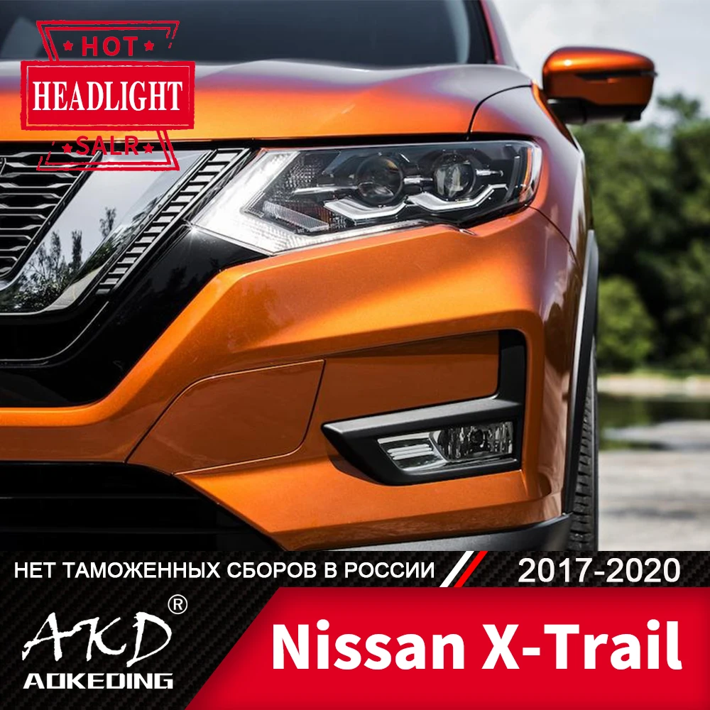 

AKD Head Lamp for X-Trail LED Headlight 2017-2020 Headlights X-Trail DRL Turn Signal High Beam Angel Eye Projector Lens