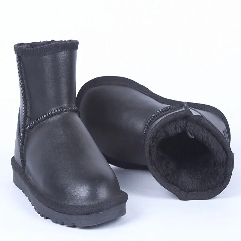 Классические модные водонепроницаемые зимние сапоги из натуральной кожи теплые