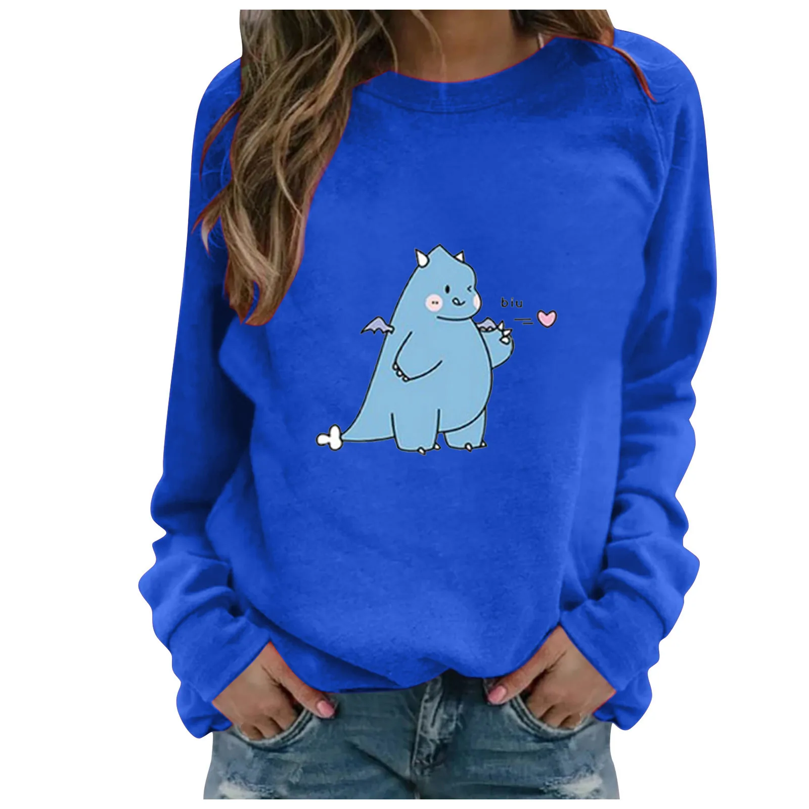 

Толстовка Женская Винтажная с длинным рукавом и принтом динозавра