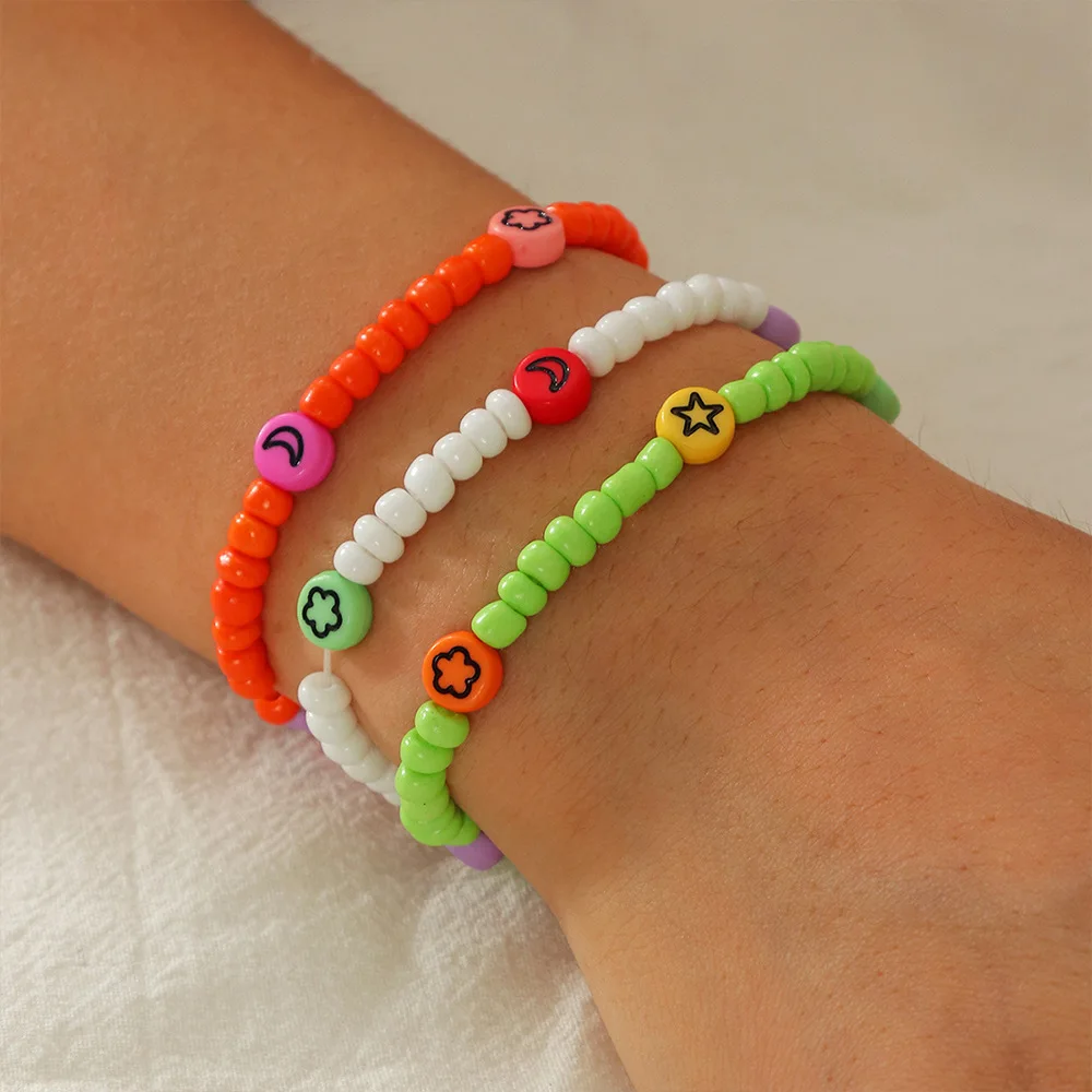

Rainbow Cute Moon Heart Star Charms Bohemia Seed Beads Adjustable Bracelet for Women Girls Vacation Bracelet Sets Jewelry