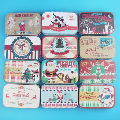 Christmas Random 1 шт. винтажная Цветочная Печать Мини жестяная коробка для ювелирных изделий Свадебная подарочная металлическая коробка с декоративными конфетами коробки для хранения подарок для дома - Цвет: Christmas Random