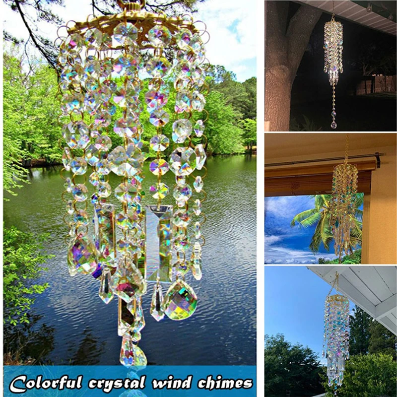 

Crystal Curtains Pendant AB Coating Prisms Hanging Suncatcher Rainbow Chandelier Wind Chimes Chaser Pendant Home Decor Gifts