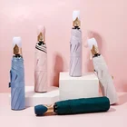 Высококачественный автоматический зонт от дождя, Женский трехскладной зонт, ветрозащитный однотонный зонт, женский водонепроницаемый зонт