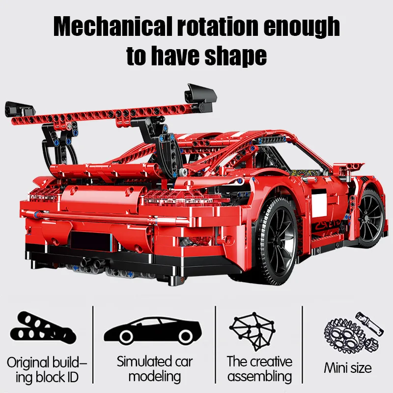 

1:10 Mini Bricks Technical Mechanical Vehicle Racing Car MOC Model Building Blocks DIY City Creator Car BricksToys For Children