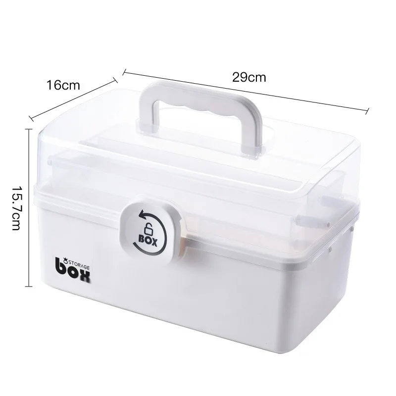 

Medicine Box Portable First Aid Kit Storage Box Plastic Multifunctional Family Storage Organizer with Handle Large Capacity