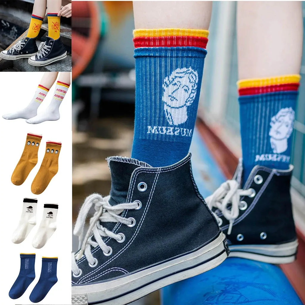 Женские японские хлопковые носки с мультяшным принтом цветные спортивные 50 * |