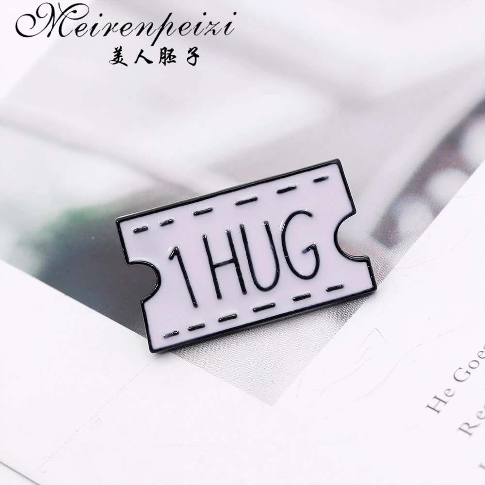 Meirenpeizi 3 Pin Badges 1 Hug Smile Kiss Brooches for Women Cute Letter Enamel Denim Jackets Collar Badge Gifts Lover | Украшения и
