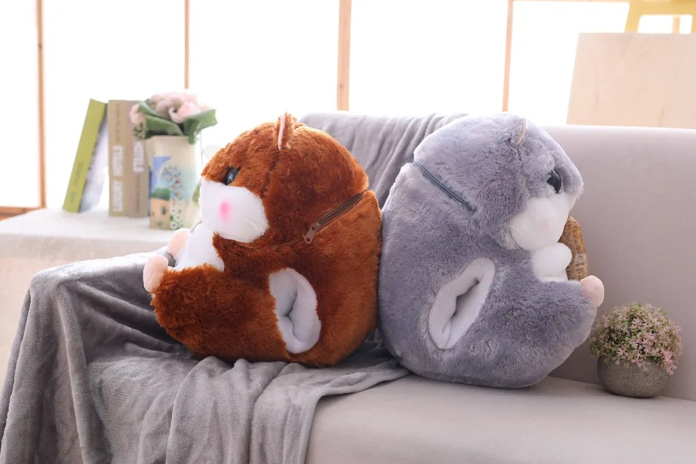 Прямая поставка Peluches хомяк плюшевые животные мягкая игрушка хомячок с покрывалом Подушка 3 в 1 Набор для детей