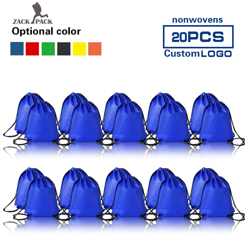 Zackpack 20 шт. Нетканые Сумки на шнурке рекламные спортивные сумки с принтом рюкзак