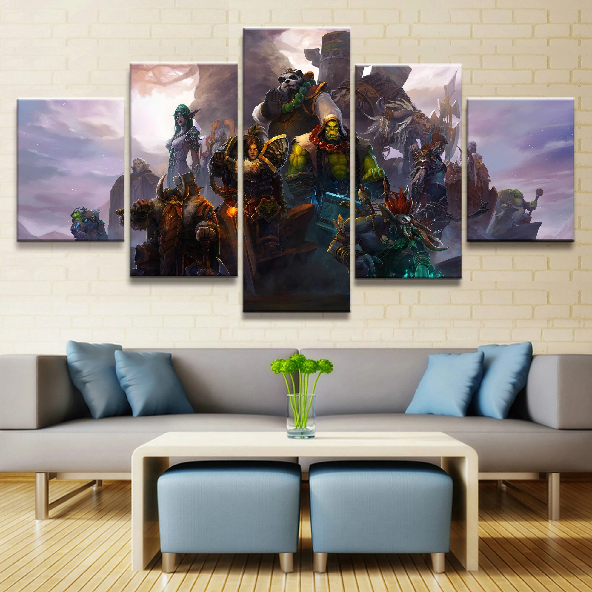 

5 Piece Wall Art Canvas Game Figure Picture World Of Azeroth Modern Posters And Prints Home Wall On The Decoration Paintings