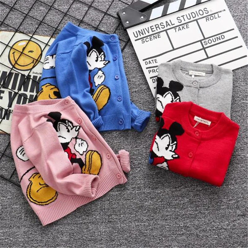 

Disney Spring and Autumn Sweater Cartoon Mickey Girls Boys Cardigan Baby Cotton Sweater Toddler Winter Clothes Kids Costume Top