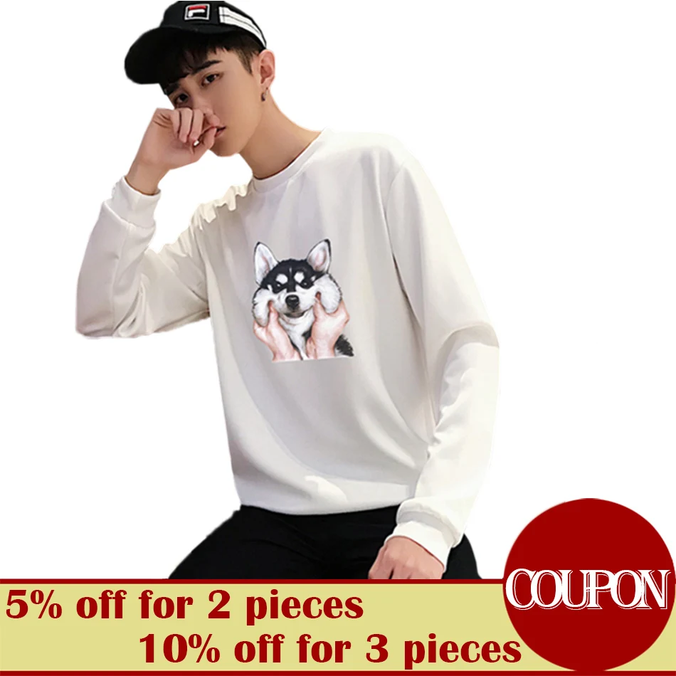

Hoodless Sweatshirt Men's Round Neck Print Pullover Casual Long Sleeve Top Fashion Streetwear Lounge Wear