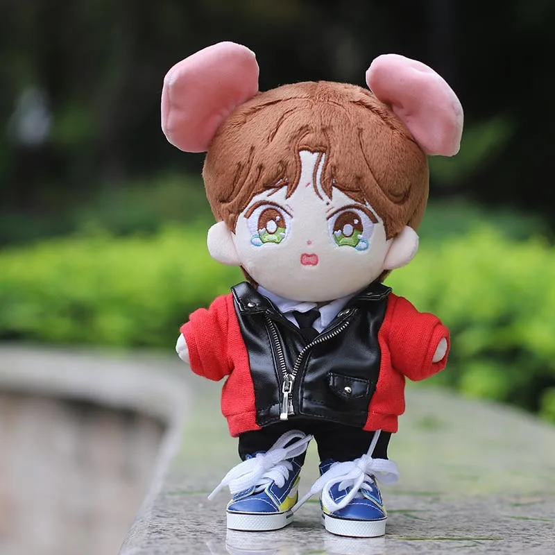 

Red jacket set 20CM idol cotton doll clothes the same as star leather jacket 20CM plush stuffed doll accessories