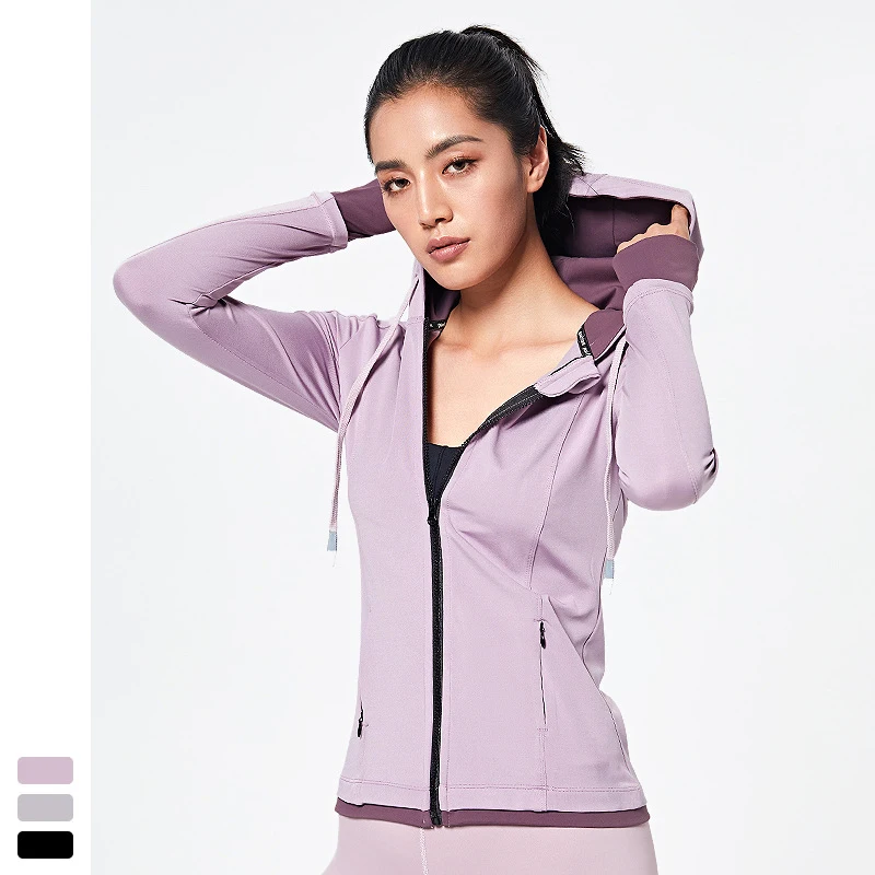 

Women Hooded Running Jacket Sportswear Sweatshirt Ladies Yoga Sports Zipper Jacket Fitness Gym Shirts Women's New Arrival 2022