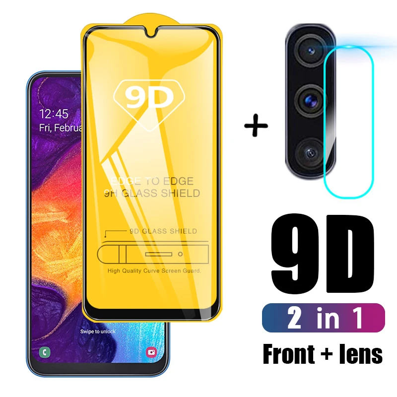2 в 1 для samsung Galaxy A70 2019 пленка объектива камеры и 9D Защитная экрана из закаленного