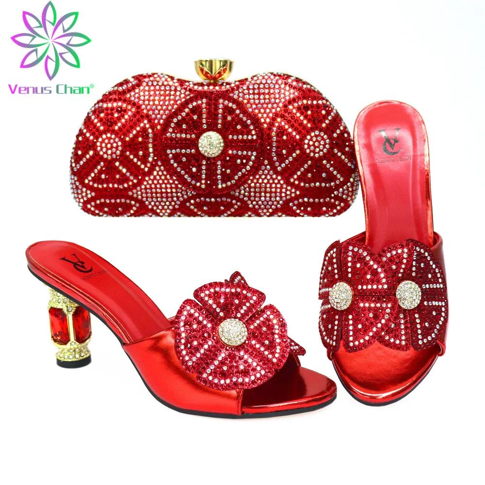 

Latest Design African Women Wedding Shoes and Bag Set Decorated with Rhinestone Shoes for Women Sandals Shoes for Wedding Women