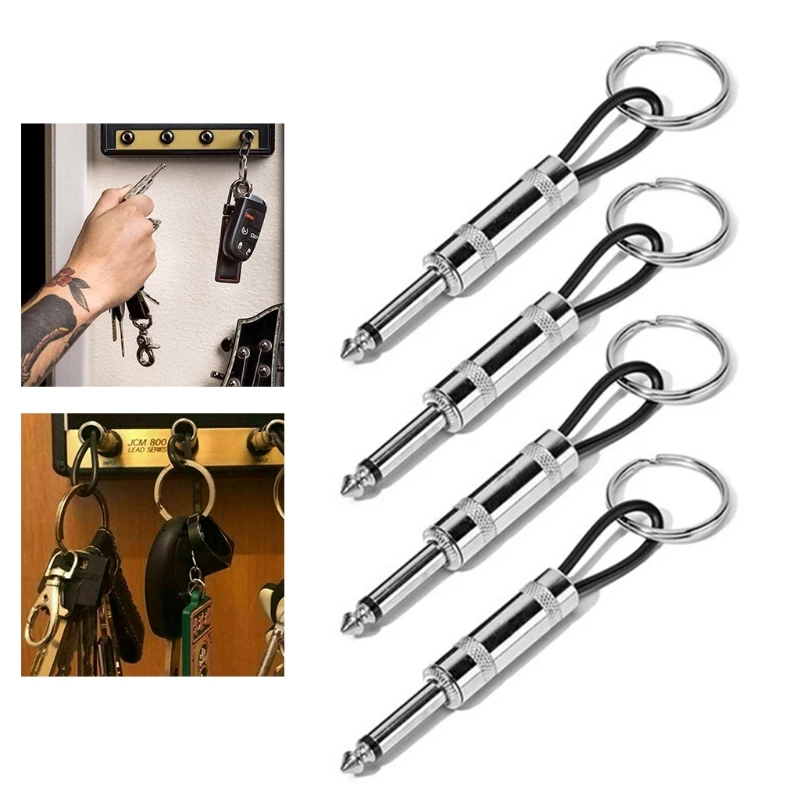 

Key Storage Guitar Key Holder Accessory Plug Type Keychain Portable Stainless Steel Key Ring Praise