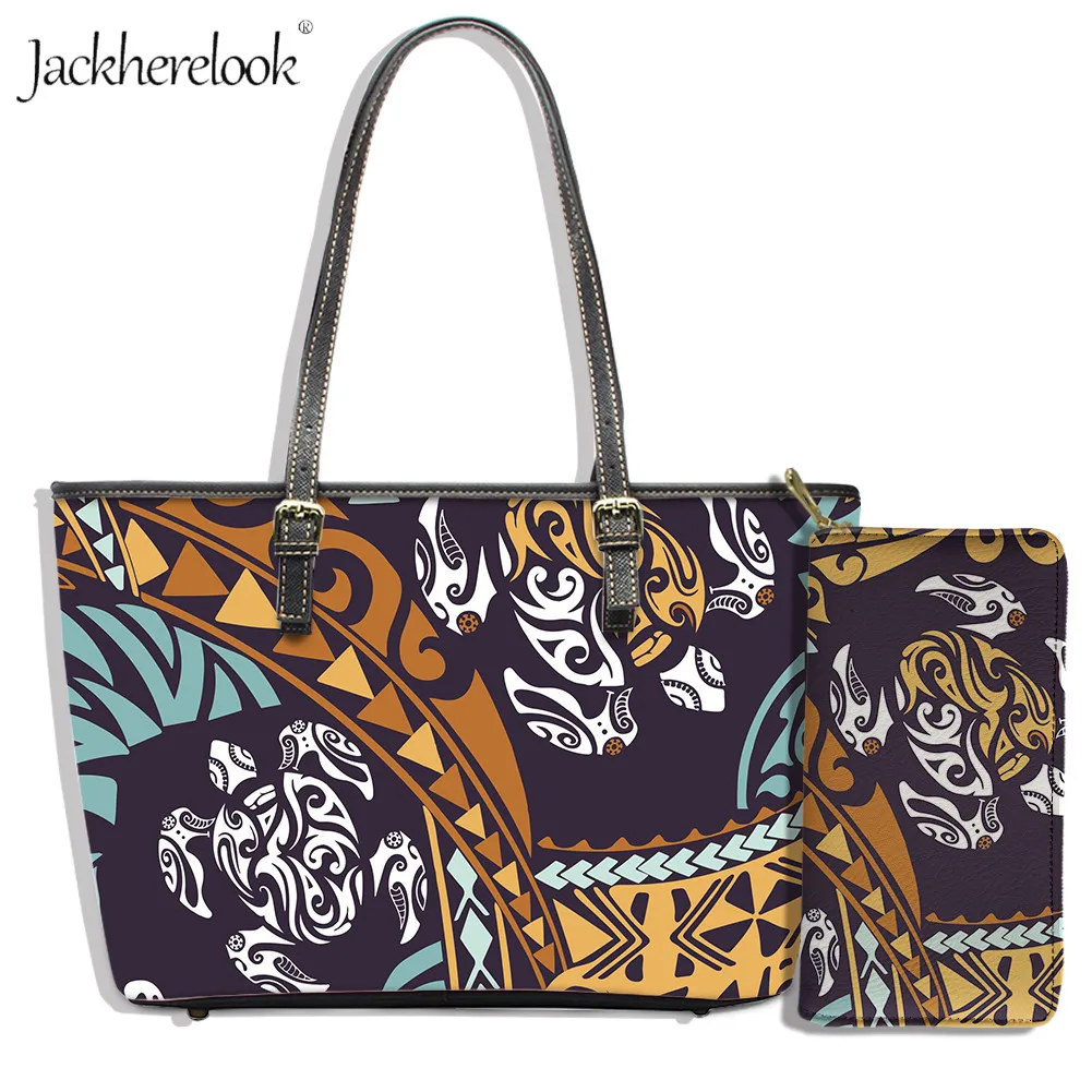 

Jackherelook Vintage Polynesian Sea Turtle Prints Female Zipper Shoulder Bag Long Purse Girls Fashion Outdoor Casual Sac A Dos