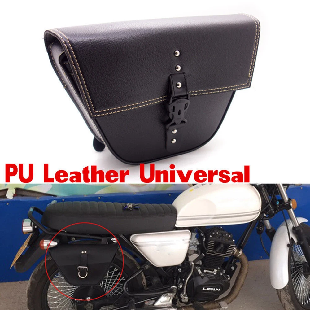 

Universal Triangle Motorcycle Saddlebags Side Tool Bag PU Leather Luggage Saddle Bag Pouch Black