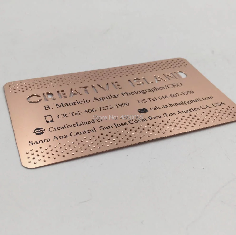 

High quality Laser Cut Engraved Rose Gold Metal Business Cards