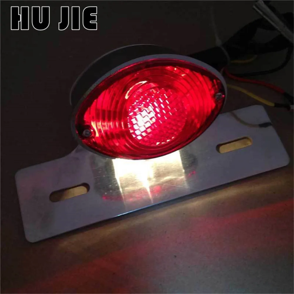 Универсальный мотоцикл хромированный задний стоп Стоп фонарь номерной знак для