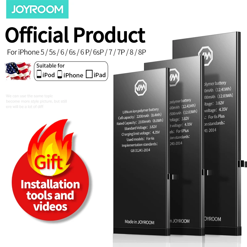 Батарея JOYROOM для iPhone 4 4s 5 5s 5c SE 6 6s 7 8 Plus X сменная Оригинальная батарея телефона с