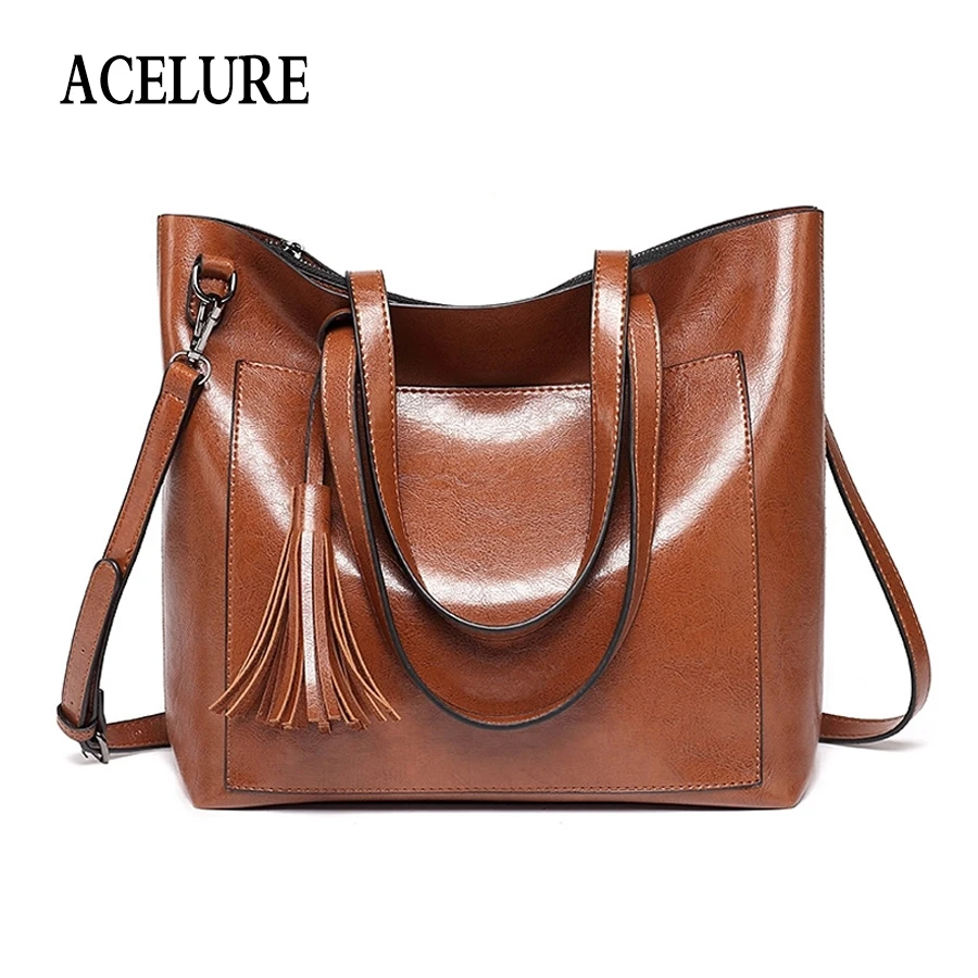 

Мягкие вместительные сумки на плечо ACELURE для женщин, однотонные женские сумочки из искусственной кожи, простые Стильные повседневные тоуты ...