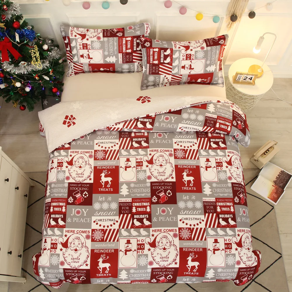 

Christmas Elk Bedding Set US Twin King Bedclothes Soft Comfortable Polyester Quilt Cover Bed Duvet Cover Set for Children Bed