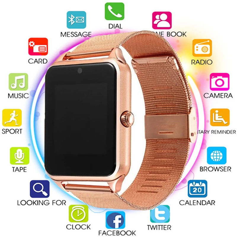 Горячая Распродажа Bluetooth Смарт часы Z60 для мужчин и женщин Bluetooth 2G Smartwatch поддержка SIM наручные часы для IOS Android с 16 ГБ TF картой