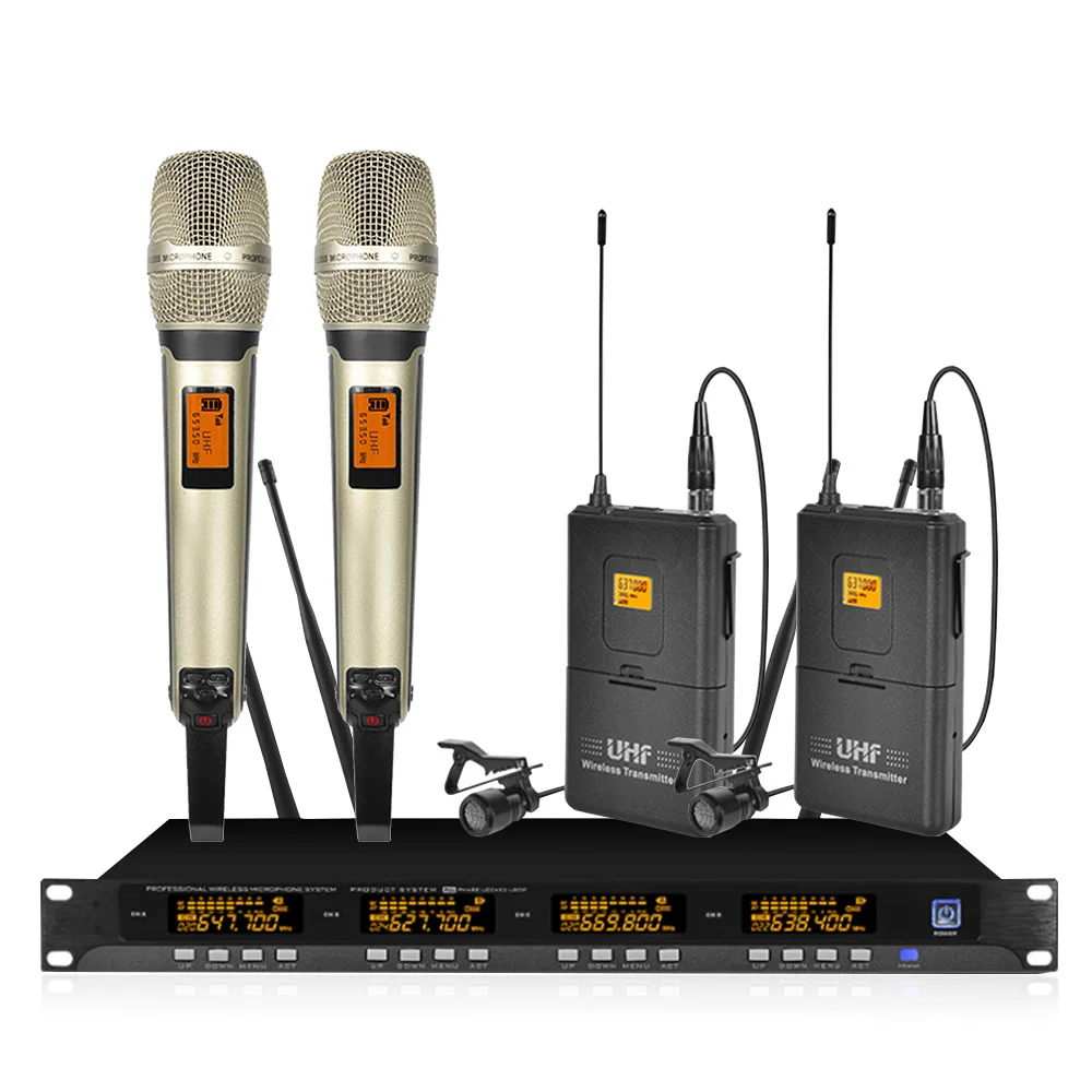 4-канальная Беспроводная микрофонная система Orban UHF с 2 ручными и гарнитурами для