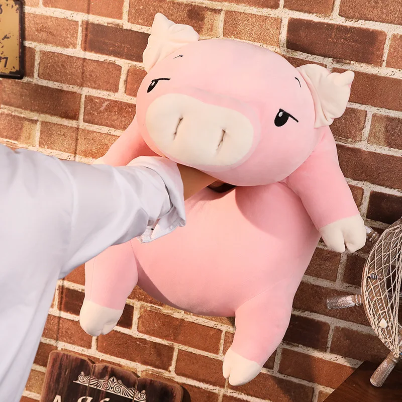 

40-75cm Squishy Pig Stuffed Doll Lying Plush Piggy Toy Animal Soft Plushie Hand Warmer Pillow Blanket Kids Baby Comforting Gift