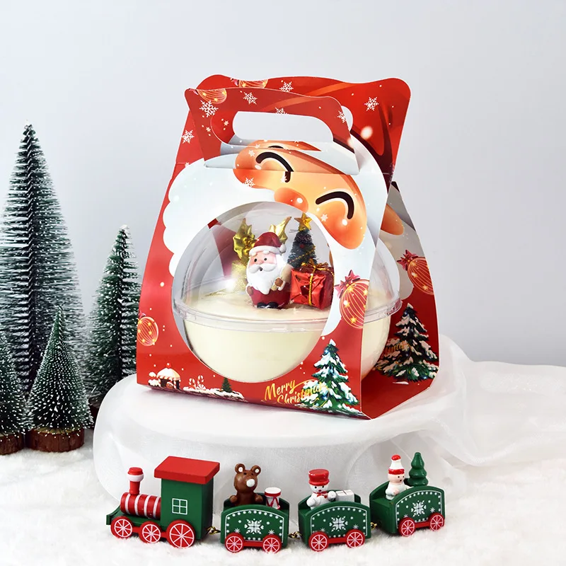 

5pcs Creative Christmas ball mousse cake pastry packaging boxes 4inch 400ml festival gift box party dessert food salad container