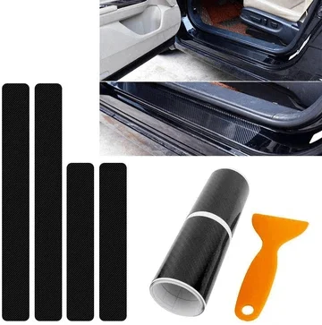 

4pcs Carbon Car Door Sills Stickers For Nissan Granta Fiber Protector Decors Auto Sills Decals Film Accessories Dropshipping